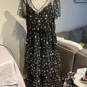 Starry Black Sheer Dress